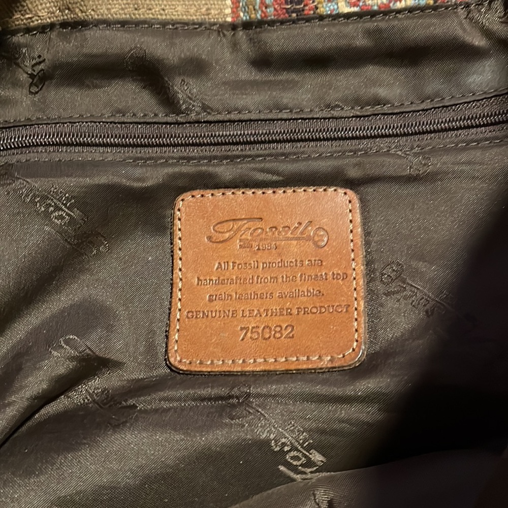 Vintage Fossil Crossbody Bag Canvas with Leather & Stud Accents - Picture 5 of 8